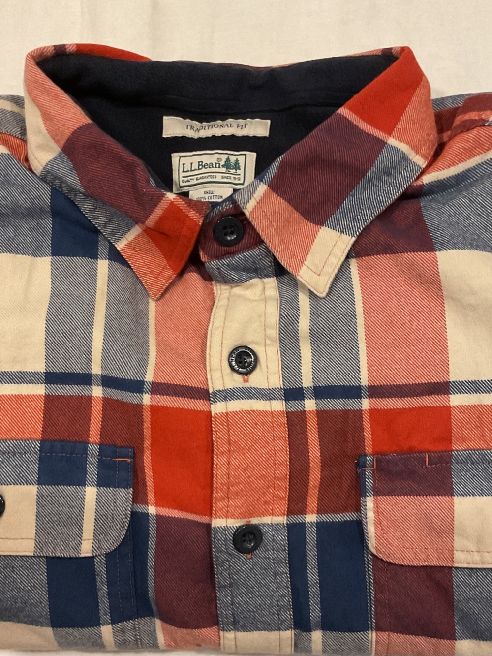 L.L. Bean Fleece Lined Flannel Shirt XL Tall Cayenne 252749